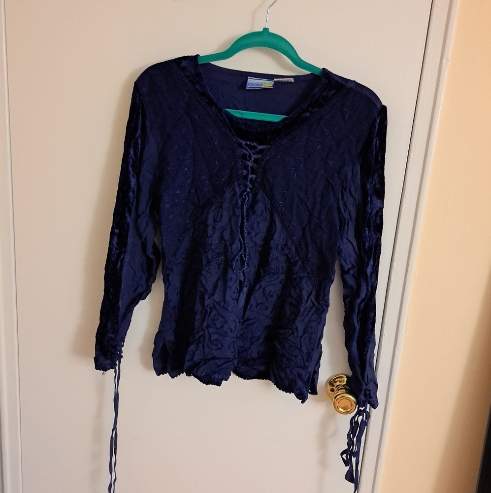 Blue velvet blouse